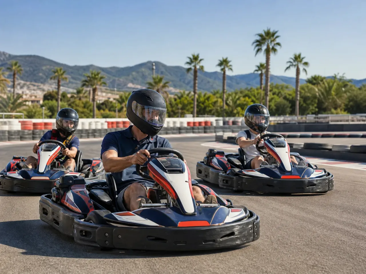 Una familia disfrutando de un circuito de karting en la Costa Blanca